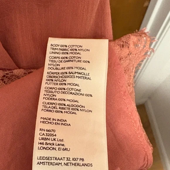 479. Anthropologie Mauve-Rust Midi Dress with Lace Trim - Picture 3 of 3